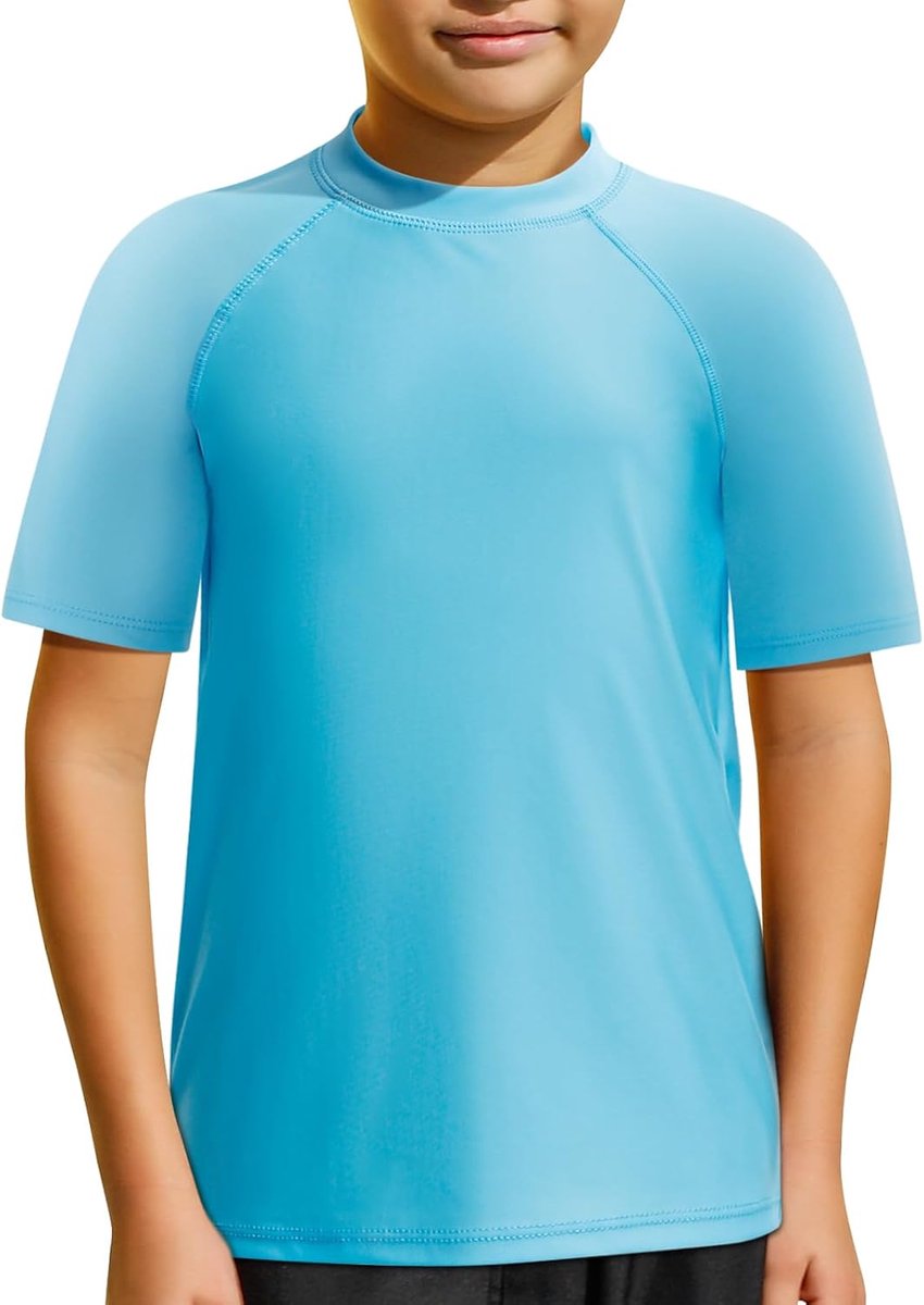UV-shirt voor kinderen, uv-bescherming, UPF50+, korte mouwen, zwembad, zee, kinderen, sneldrogend, 4-14 jaar