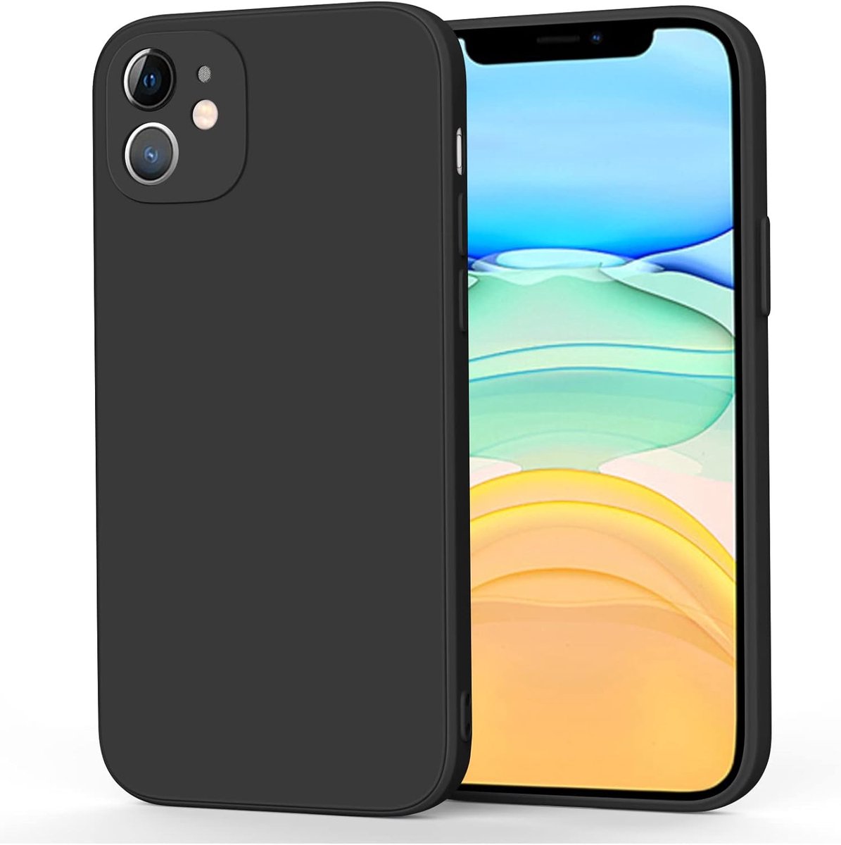 Beschermhoesje voor iPhone 11, vloeibare siliconen hoesje met zachte microvezelvoering, voor iPhone 11, zwart