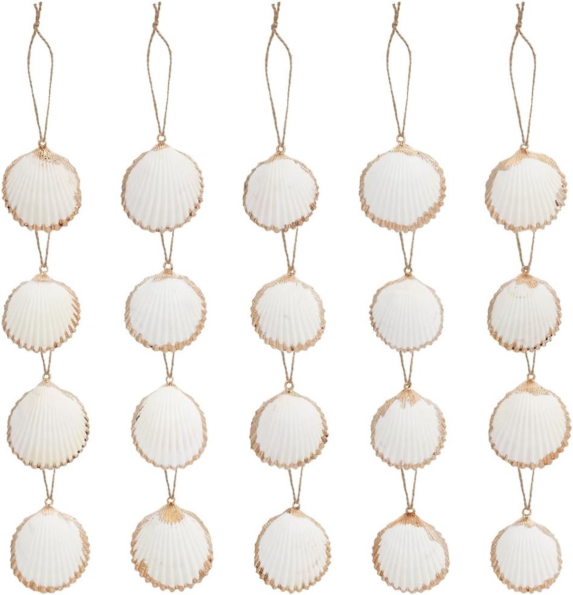 20 stuks natuurlijke schelpen, 3,5 - 3,5 cm, kleine sint-jakobsschelp, geperforeerd met touw en geplaatste afwerking voor kerstboom, decoratie, bruiloft, strand, feest, knutselen, handwerk