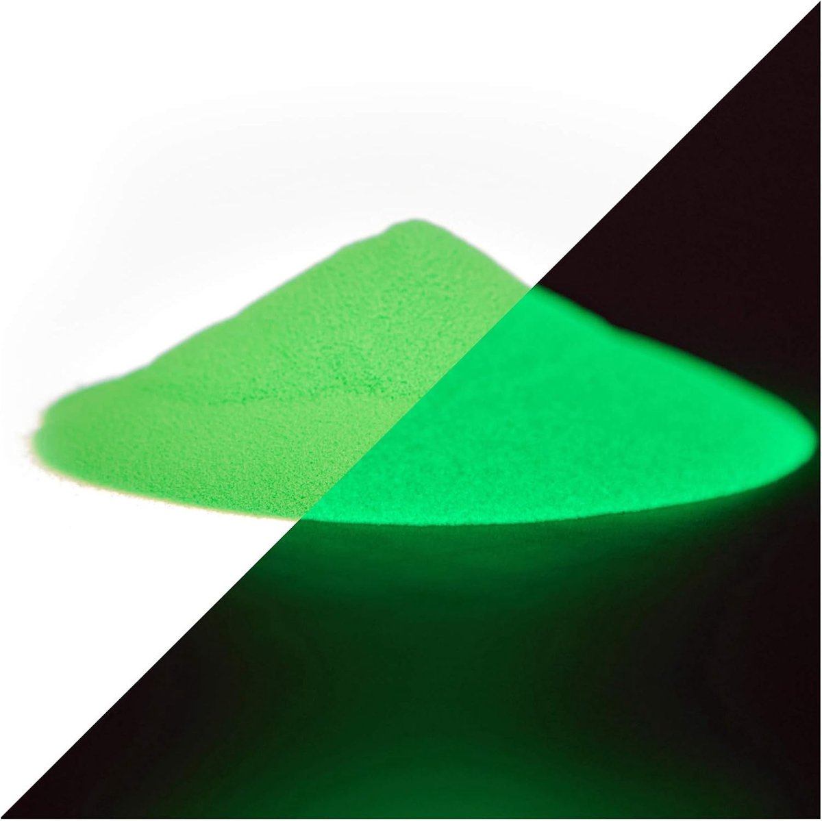 Gloed poeder met groene fluorescerende kleur, glow in the dark kleurpigmenten, afterglow pigment, afterglow poeder, poeder, black light UV (40 g, groen).