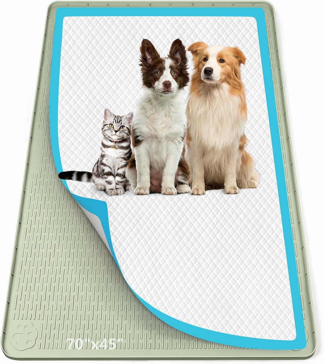 Pad Houder voor Honden, 177,8 cm x 114,3 cm Siliconen Plas Tray Mat Lekvrij, Hoge Rand, Geen Morsen Huisdier Pad Houder voor Puppy, Kat, Konijn, Trainingspads voor Vloerbescherming, Geen