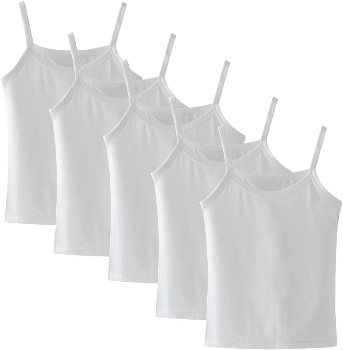 Set van 5 cami-vesten voor meisjes, zachte, mouwloze kinderonderhemden, eenkleurige tanktops voor peuters, racerback-balt, danskleding