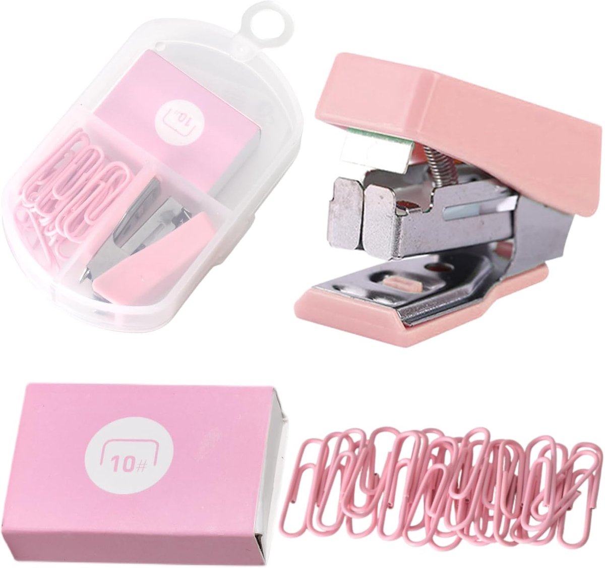 10# met 400 nietjes en 20 paperclips, compacte reisnietmachine voor kinderen, kantoor, school, klein, licht en draagbaar (metaal/kunststof)