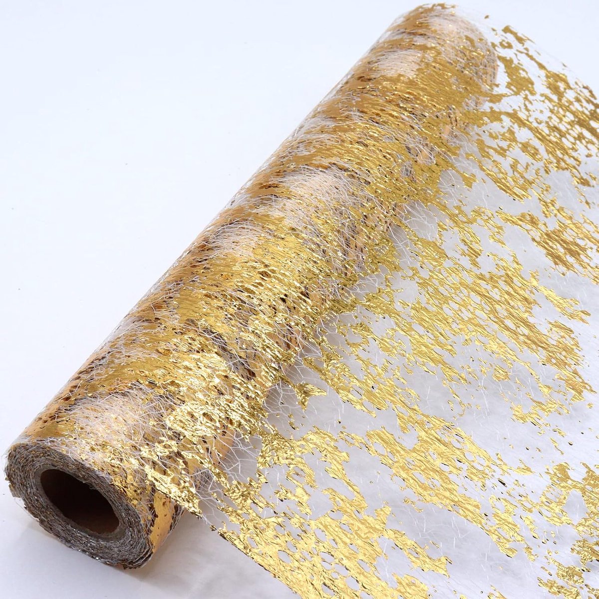 Tafelloper, 28 cm × 10 m, glanzend gouden tafelkleden, polyester tafelband met coating goudfolie voor bruiloft, feest, verjaardag, Kerstmis, Pasen