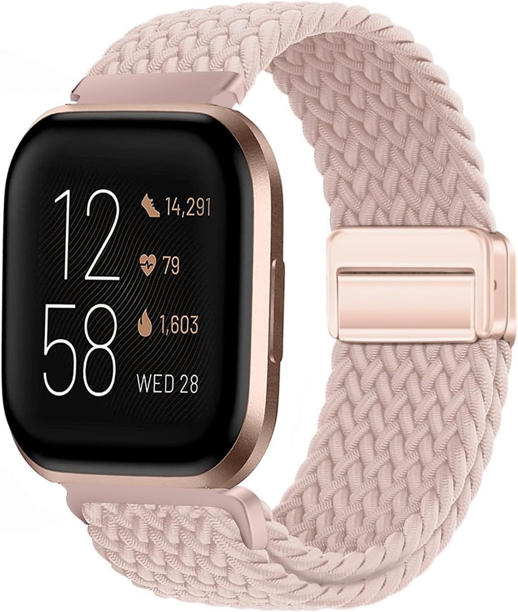 Nylon Gevlochten Band voor Fitbit Versa 2/Fitbit Versa/Lite Smartwatch, Elastisch Bandje voor Vrouwen Mannen