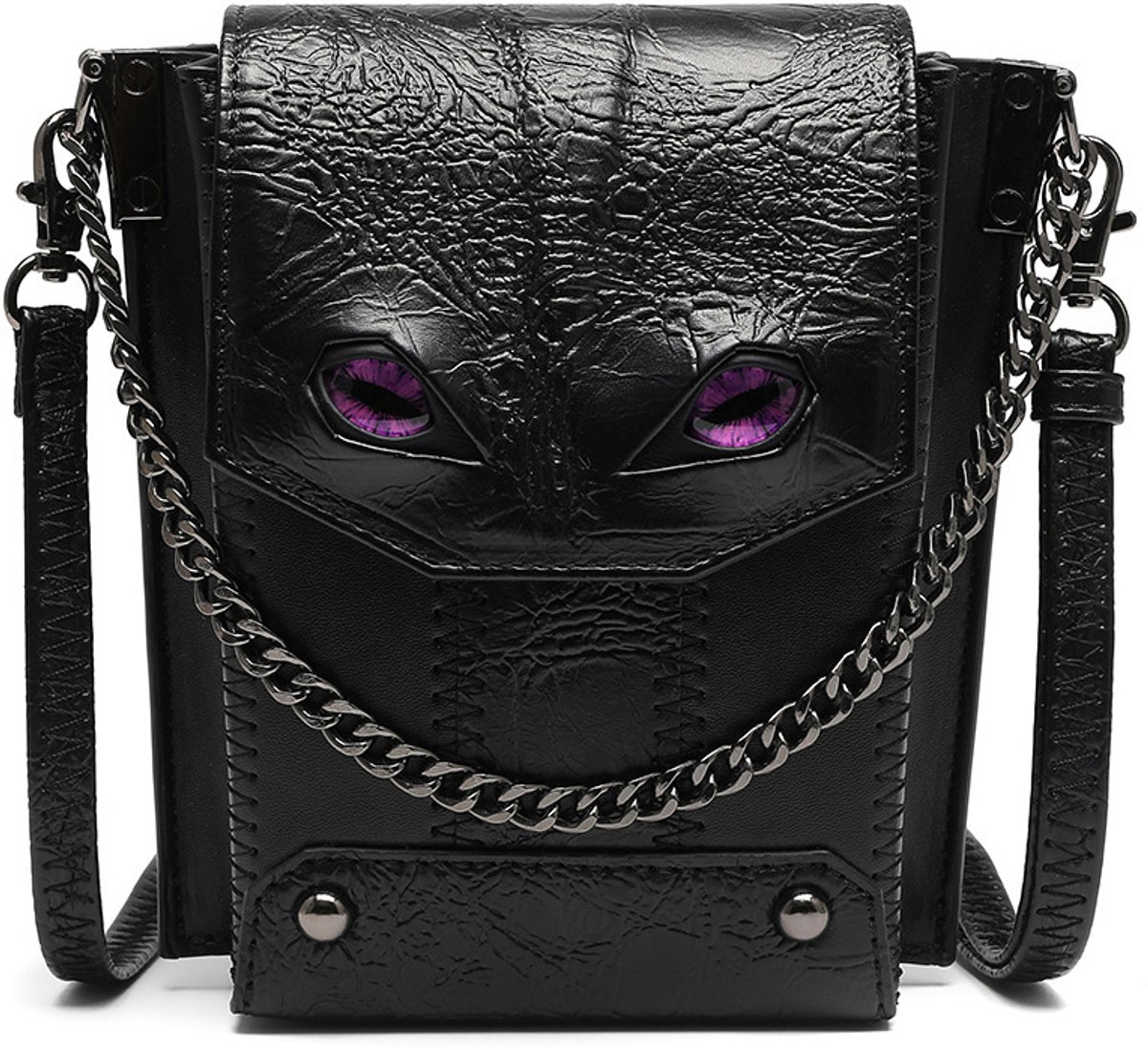 casalora – Gotische Schoudertas – Punkdesign – Premium Veganistisch Leer – Compacte Crossbodytas – Verstelbare Schouderband – Dames