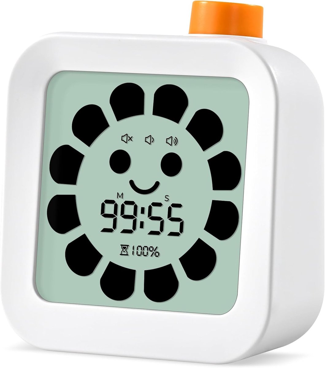Visuele timer voor kinderen, 99 minuten aftellen eierwekker met stil alarm | Pomodoro Schoolzak voor jongens en meisjes, timer voor klaslokaal, kantoor, keuken, ADHD, timer, digitaal bloemenpatroon
