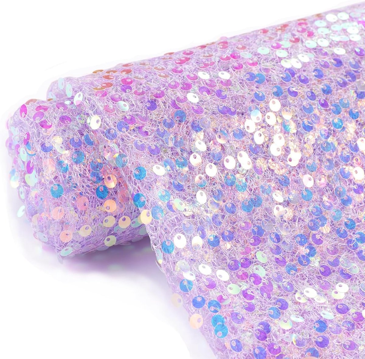 Stof, 130 x 185 cm, 5 mm glinsterend glitternet, perfect voor bruidsjurken, kleding maken, knutselen en naaien, paars