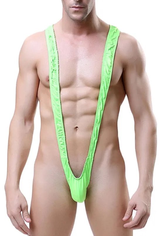 *** Mankini Heren - Heren badpak - Verkleedkleding - Grappige zwembroek - Vrijgezellenfeest - Bachelorette - Green mankini - Groen - One size -van Heble® ***