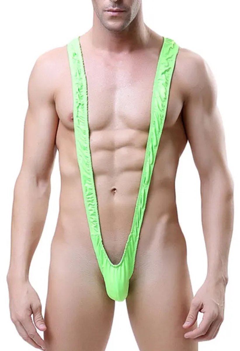 *** Mankini Heren - Heren badpak - Verkleedkleding - Grappige zwembroek - Vrijgezellenfeest - Bachelorette - Green mankini - Groen - One size -van Heble® ***