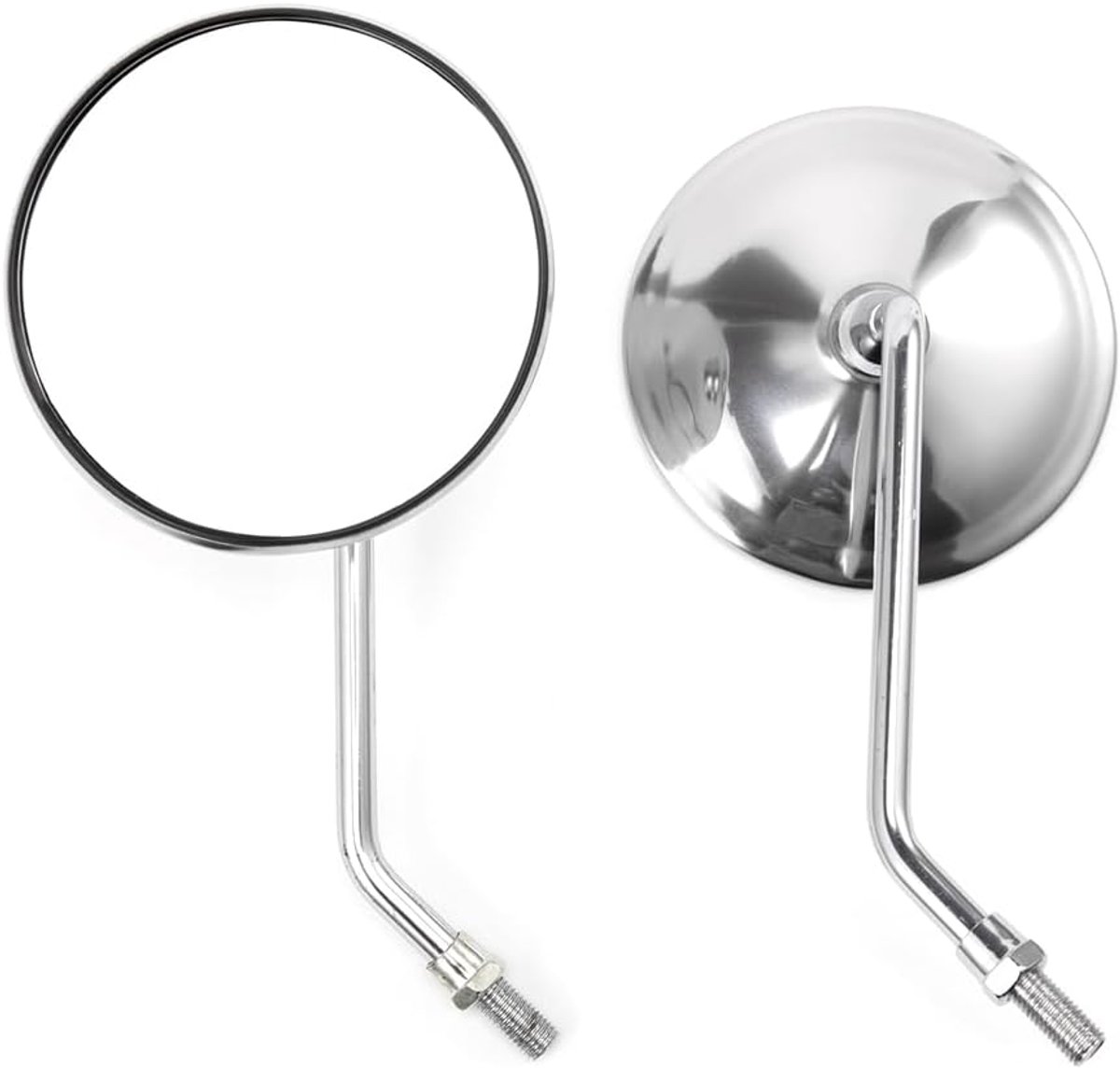 Achteruitkijkspiegel voor motorfiets, klassiek, retro, rond stuur, zijspiegel met schroeven, 8 mm, 10 mm en metalen assen voor ATV Scooter Dirt Bike Cruiser