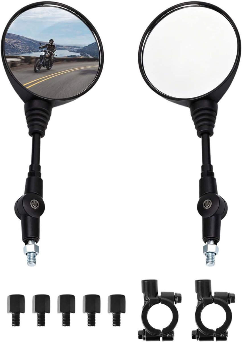 1 paar MotorStuurSpiegels, Stuurspiegel, Achteruitkijkspiegelvoorophetstuur, Motorfiets stuurspiegels,Ronde stuurspiegels, Spiegel voor stuur rond, geschikt voor racefietsen en gewone fietsen