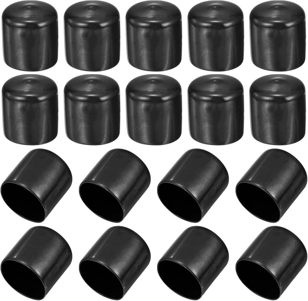 38 mm/1,5 inch rubberen eindkappen, 18 stuks schroefdoppen, flexibele boutbeschermer, PVC voor schroefboutuiteinden, buisschroefdoppen, zwart