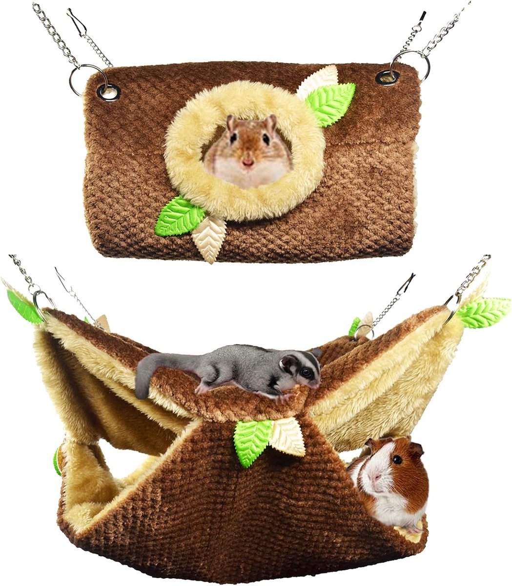 Hangmat voor kleine dieren, hamster, hangende stapelbed, hangmat en tunnel, warm bed, kooi, nestkooi, hangende tunnel