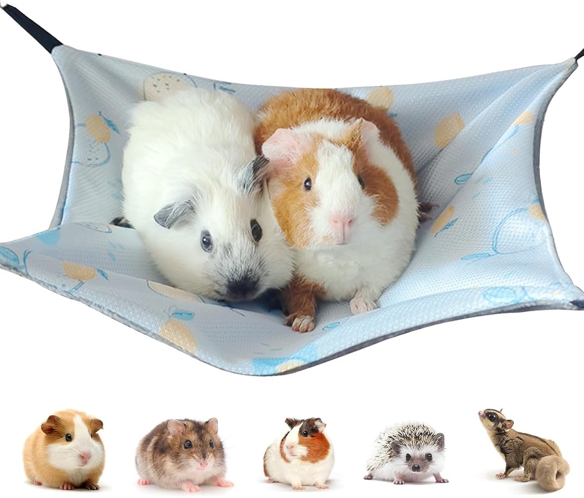 Cavia-huis, 34 x 34 cm, koelkussen voor konijnen, luier, chinchilla fret, hangmat voor kooi voor kleine huisdieren, voor chinchilla, egel, cavia's (blauw)