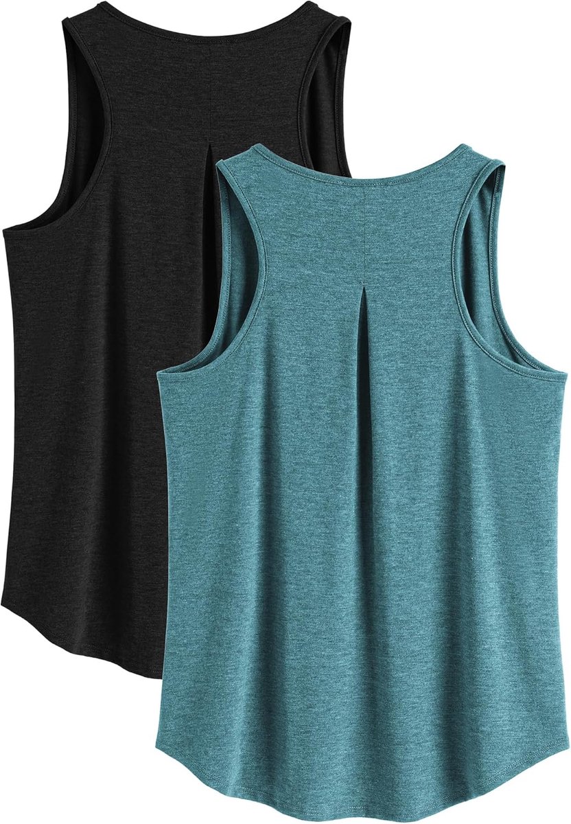 2-pack sporttanktops voor dames, yoga-sporttops, snel drogende, mouwloze racerback-sporttops, zomerse ademende fitness-hardloopshirts, jogging- en sportschooltanktops
