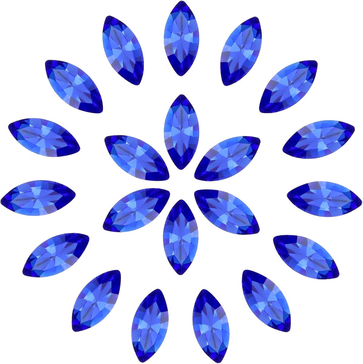 Hotfix strass-steentjes, 7 x 15 mm, glitterstenen voor textiel, paardenoogvorm, kristalstenen voor het knutselen, voor het maken van sieraden, knutselbenodigdheden, kleding, donkerblauw, 30