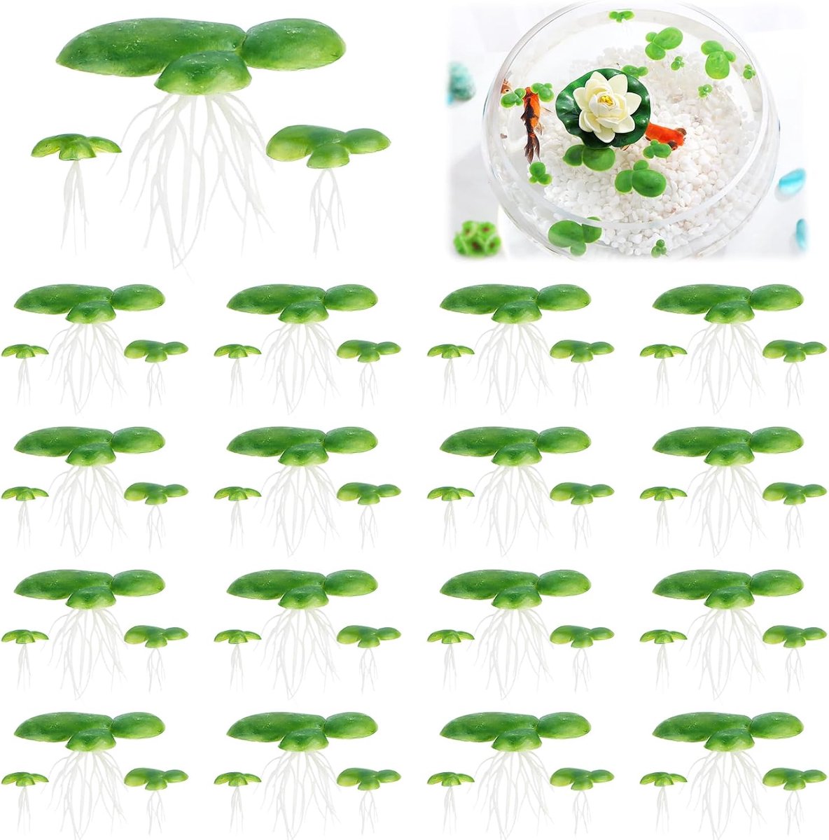 54 stuks kunstwaterlinzen, zwemplanten, mini-vijver, decoratie, onderhoudsvrij, natuurlijke decoratie voor aquarium en vijver, perfecte keuze voor waterplantenliefhebbers