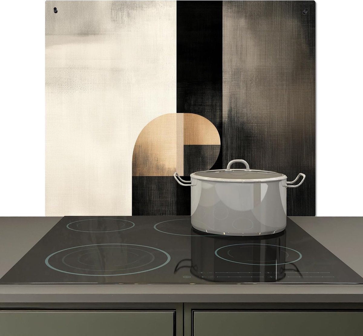 Spatscherm Keuken 52x65 cm Kookplaat Achterwand Beschermer Muur Spatwand Fornuis Aluminium Hittebestendig - Vormen - Modern - Zwart