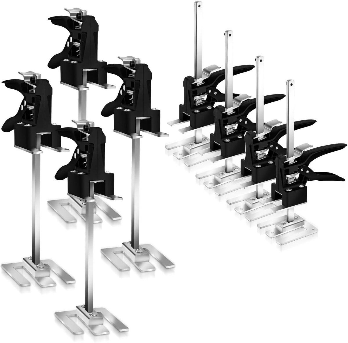 Armhefboom, 8 stuks, montagegereedschap, hefgereedschap, 30 cm, hoogteregelaar tot 240 kg, handhefgereedschap, deur- en houten plaat hefbrug