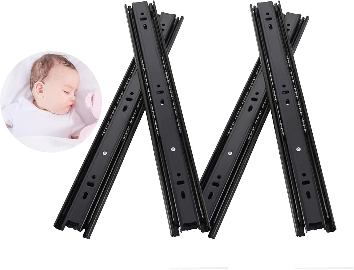 2 paar volledige verlenging ladegeleider, 14 "(350 mm) kastladegeleider, zwaar belastbaar tot 100 lbs draagvermogen zijmontage kogellager keukenkastgeleiders vervangende rails gids glijders