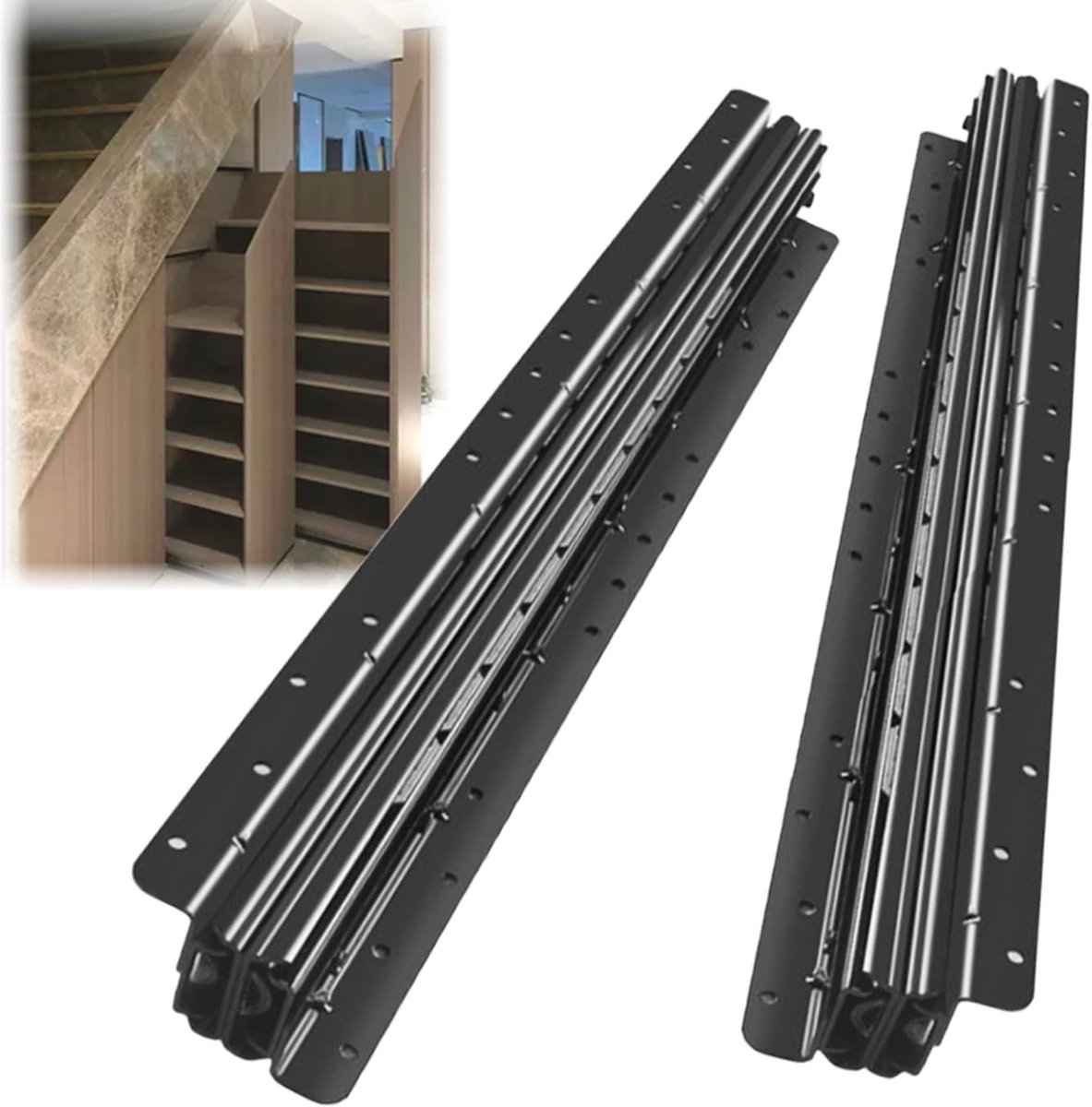 2 stuks laderails voor zware lasten, ondermontage lade, robuuste ladegeleiders, verborgen glijrails voor trappen, volledig uittrekbaar, zwart (ondermontage, 400-900 mm)