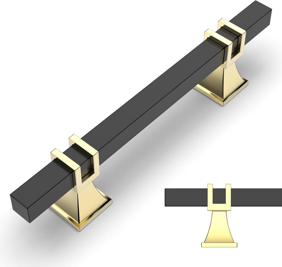 10 stuks meubelgrepen, zwart-goud, kastgrepen, keukengrepen, gatafstand 96 mm, ladegrepen, ladegrepen, voor keukenkasten, kledingkast, UK0003
