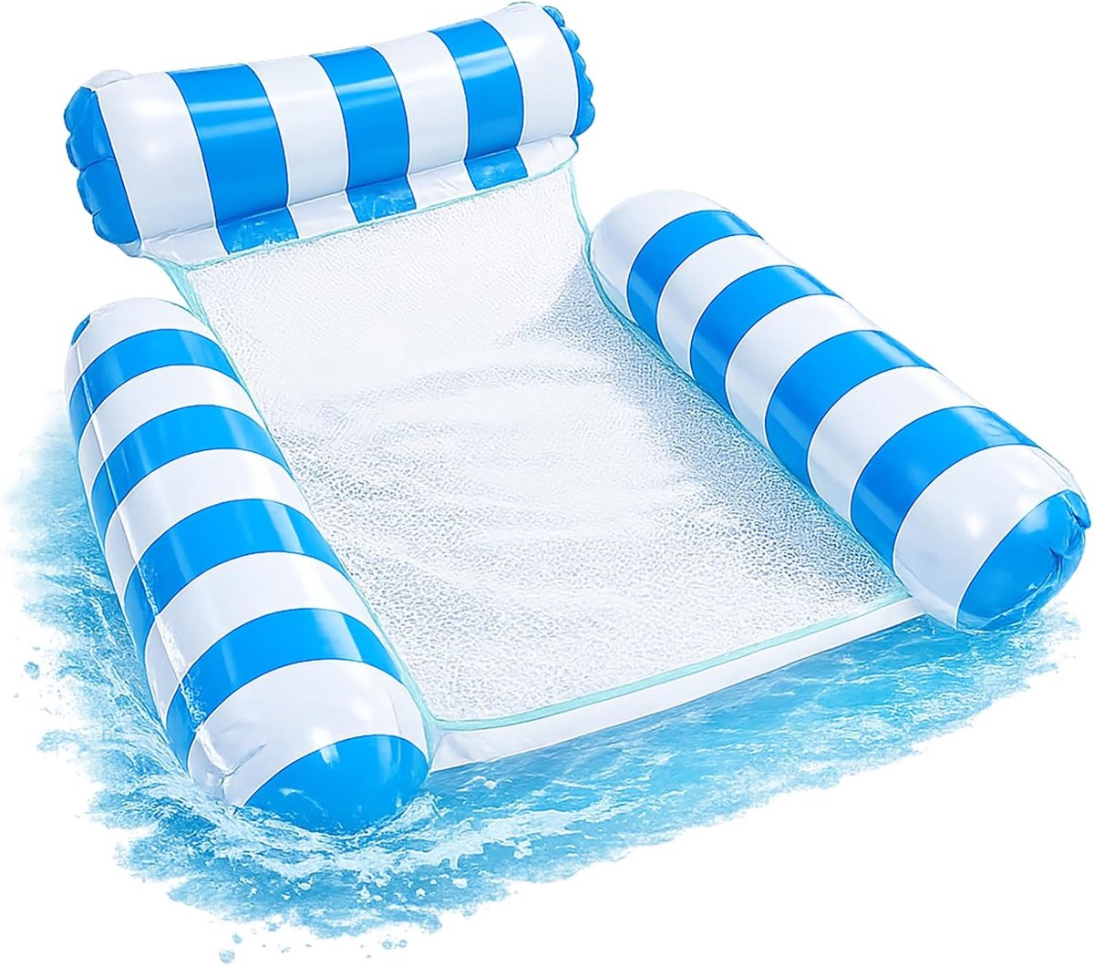 Opblaasbare waterhangmat, opblaasbare hangmat 4-in-1 opblaasbaar zwembed, loungestoel, zwembad, inklapbare zwembadhangmat voor stoel, matrassen, zitting, zwemmat (blauw)