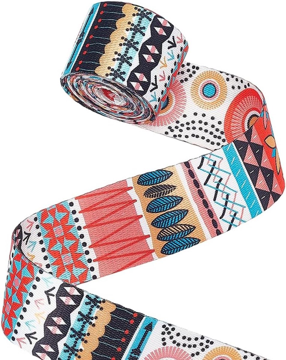 5 Yards Vintage Jacquard Lint Boho Etnisch Patroon Polyester Webbing Lint Kledingstuk Versieringen Trim Voor Naaien Kleding Gift Wrapping Home Decoraties DIY Craft Accessoires