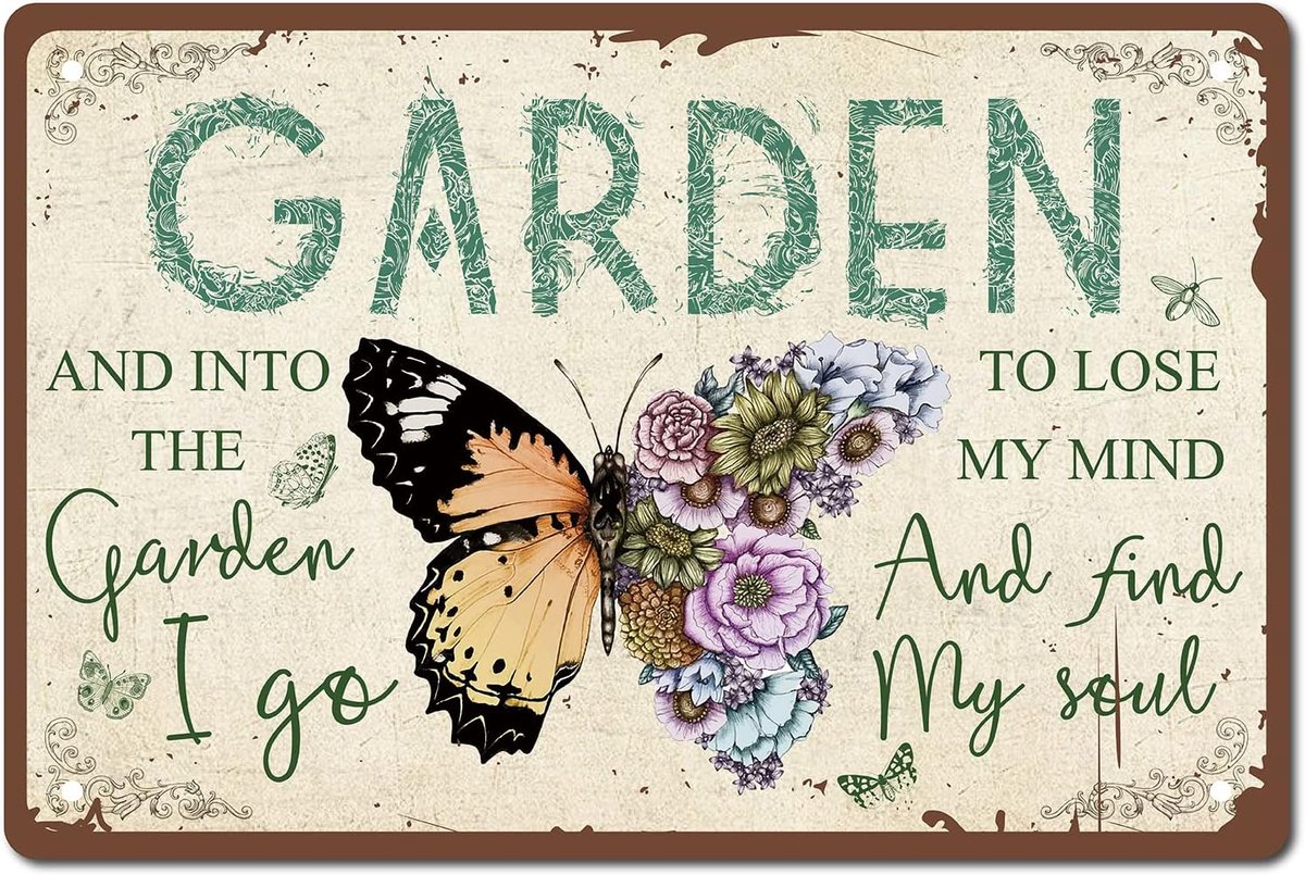 Vlinder tuin metalen tinnen bord verjaardag tuinman geschenken kerst huis opwarmend geschenk retro vintage muurkunst muurschildering opknoping ijzeren schilderij voor tuinieren liefhebbers