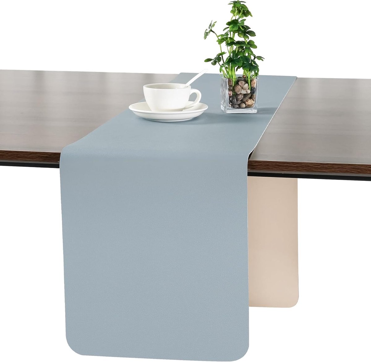 Moderne Afwasbare Dubbelzijdige Leren Tafelloper Waterdicht | Antislip Tafelloper voor Binnen en Buiten Tafeldecoratie voor Eettafel Feest en Restaurant(Geel Blauw 30 X 183 cm)