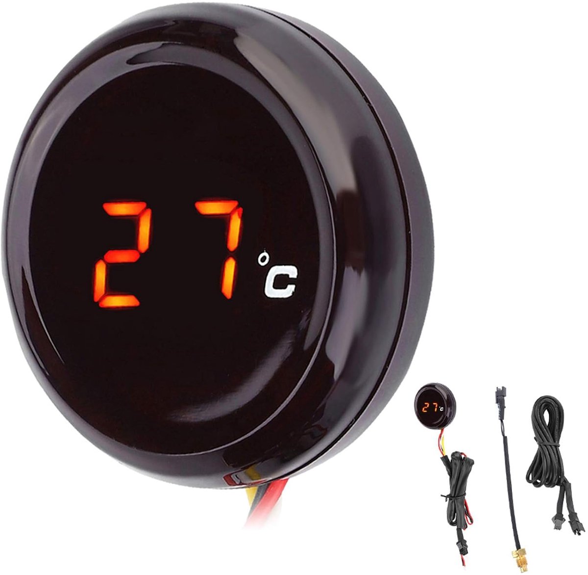 Digitale Thermometer Gauge Stuur Waterdicht Nachtzicht Temperatuurmeter LED Display voor 12 V Motorfiets, Racing, Scooter etc.(rood)