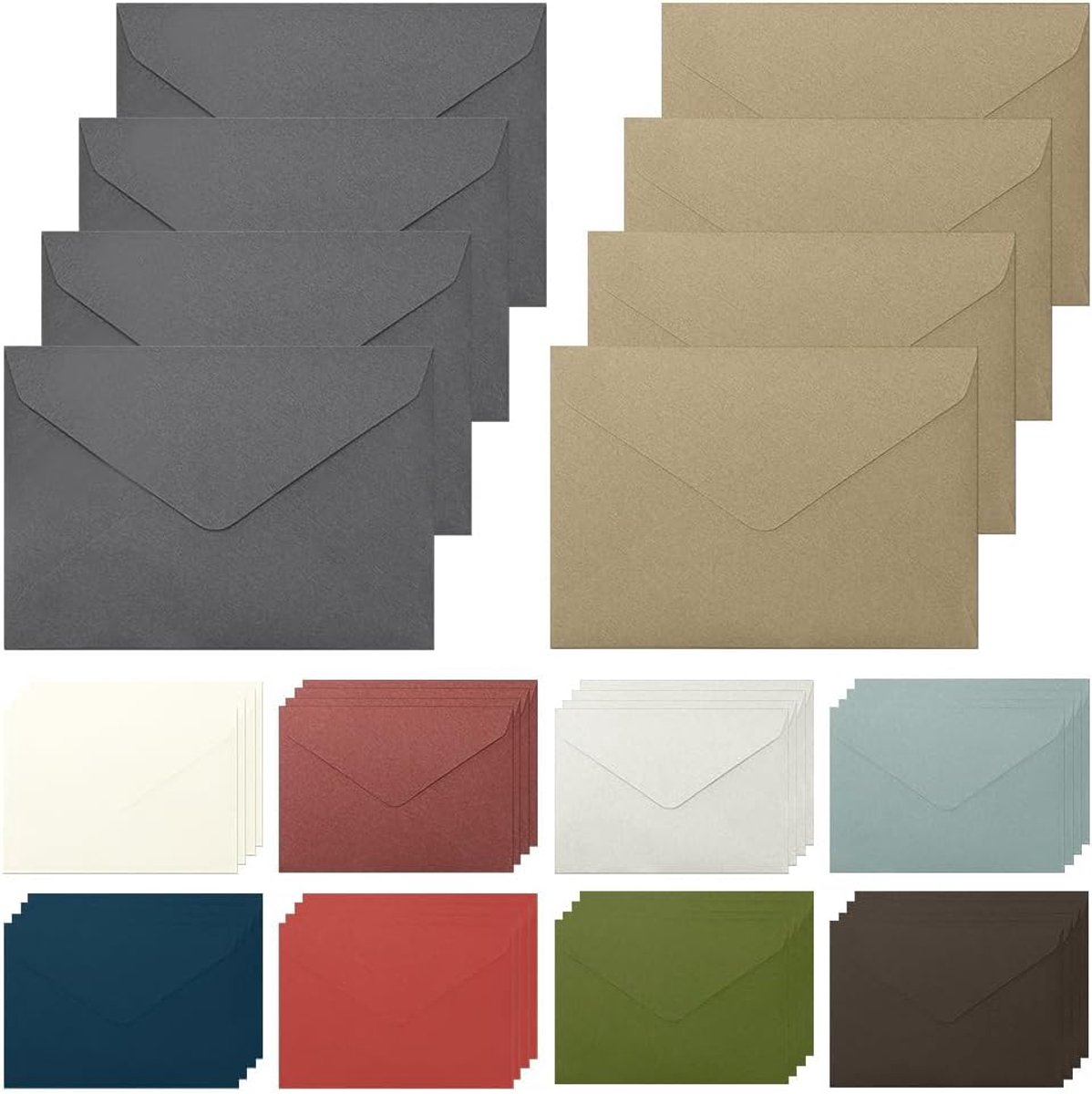 40 Stuks Kleurrijke Enveloppen,voor verjaardagen,Veelkleurig | Afm.15,8x11cm,Van papier,10 kleuren,Blanco ontwerp,Exclusief karton en lijm,voor Wenskaarten,Uitnodigingen