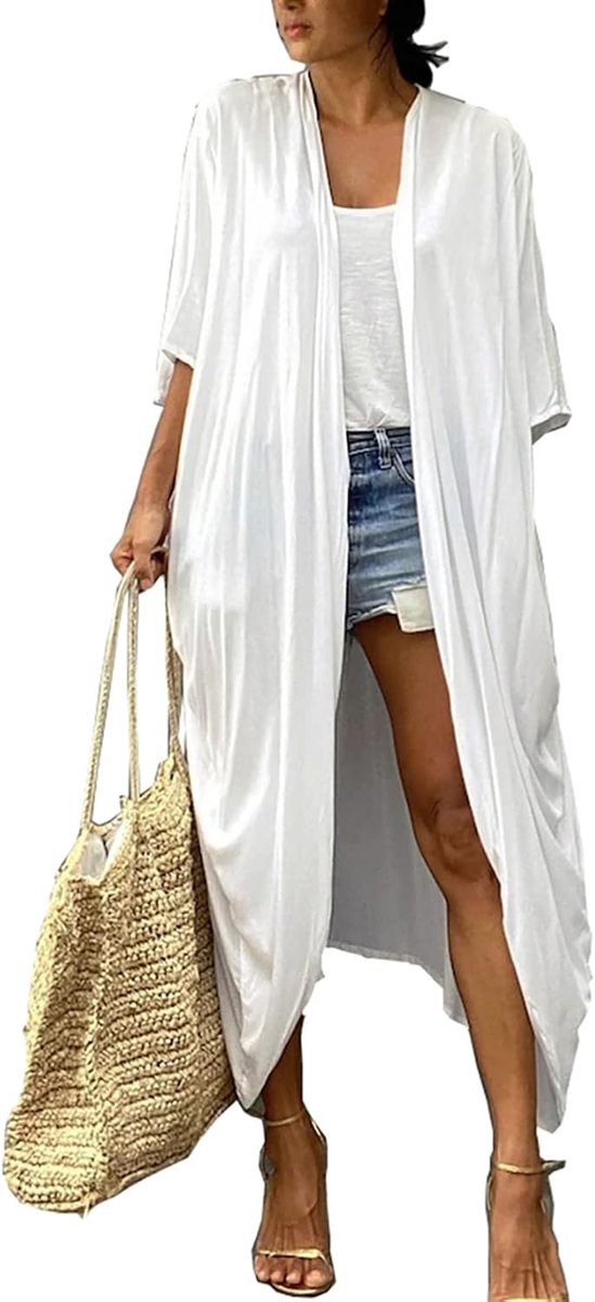 Lange Kimono Maxi Bohemian Jurk Strand Coverup Badjas Grote Maat Lougewear One Size