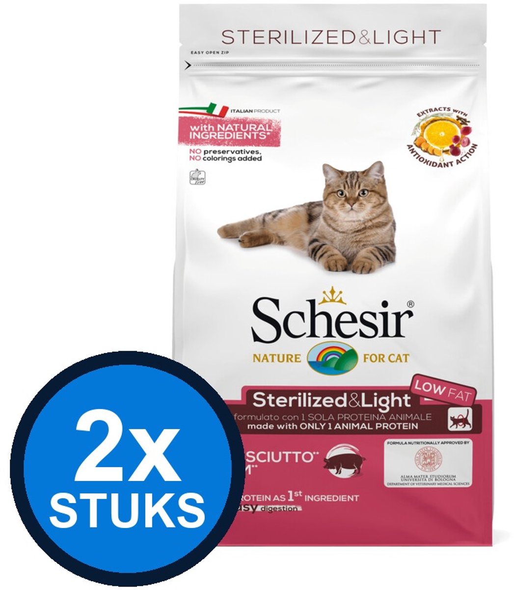 2x Schesir - Kattenvoer - Droogvoer - Gesteriliseerd Ham - 1,5kg