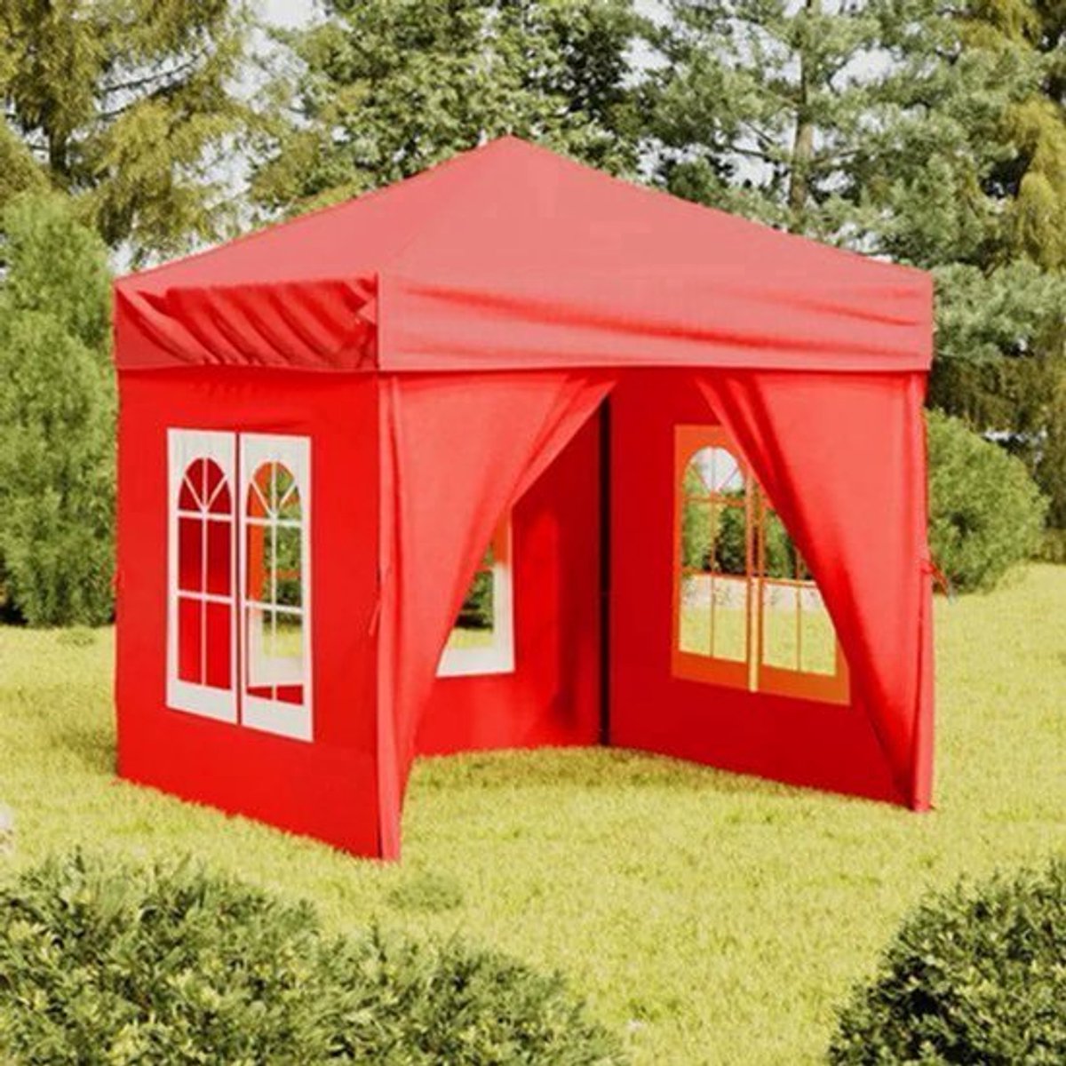 Paviljoen - Tuinpaviljoen - Partytent - Tuintent - Pop-up Kliksysteem - Stabiel - Vouwtent - met 4 zijpanelen - Opvouwbaar - Waterdicht - Hoogte Verstelbaar - 50+UV-Bescherming - voor Tuin - Buiten - Achtertuin - 210D Oxford-stof - 2 x 2 m - Rood