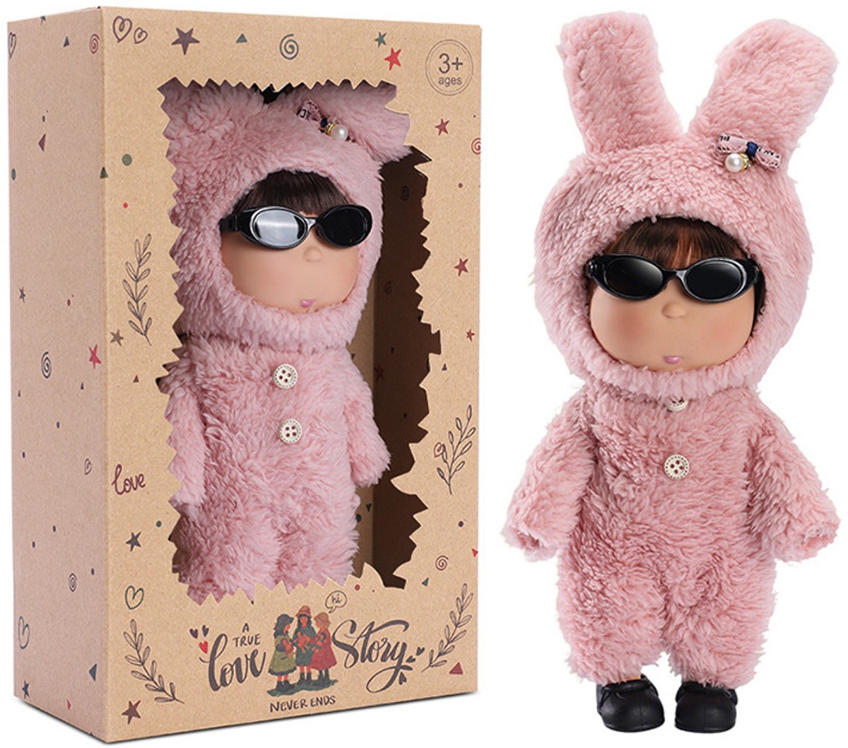 Pop – Speelgoedpop – Aardappelpop – Verwisselbare outfits – Cadeaubox-editie – Voor meisjes – Roze