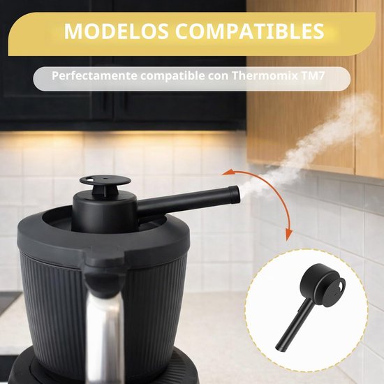 Zwarte stoomafleider - Stoomomleider - Voorkomt dat meubels vochtig worden en beschadigd raken - 360° draaibaar - Compatibel met Thermomix TM7 - 18,7*8*5,8 cm — afbeelding 5