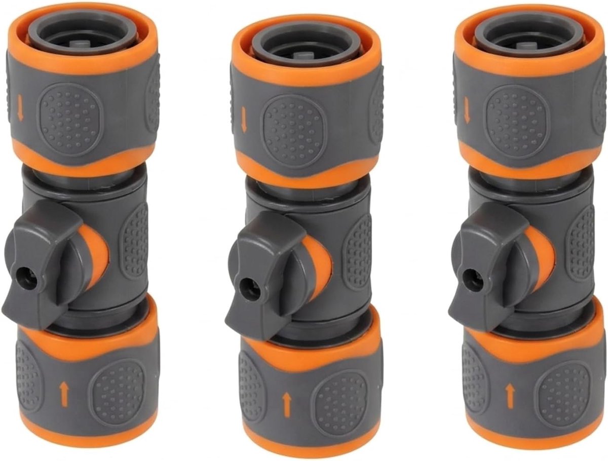 3 stuks koppelingen met regelventiel, tuinslangverbinder, Gardena koppeling slangkoppeling, Gardena slangverbinder, slangkoppeling voor irrigatie en reiniging