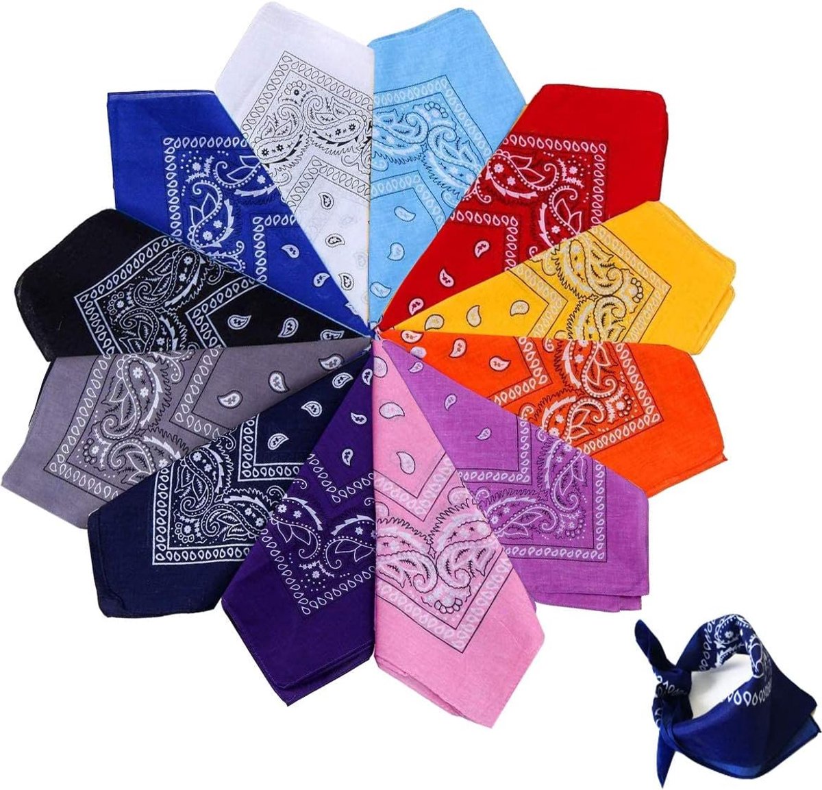 12 stuks bandana's gekrast zakdoek unisex haar hoofdband, halsdoek fietsen cowboy, bandana's voor mannen en vrouwen