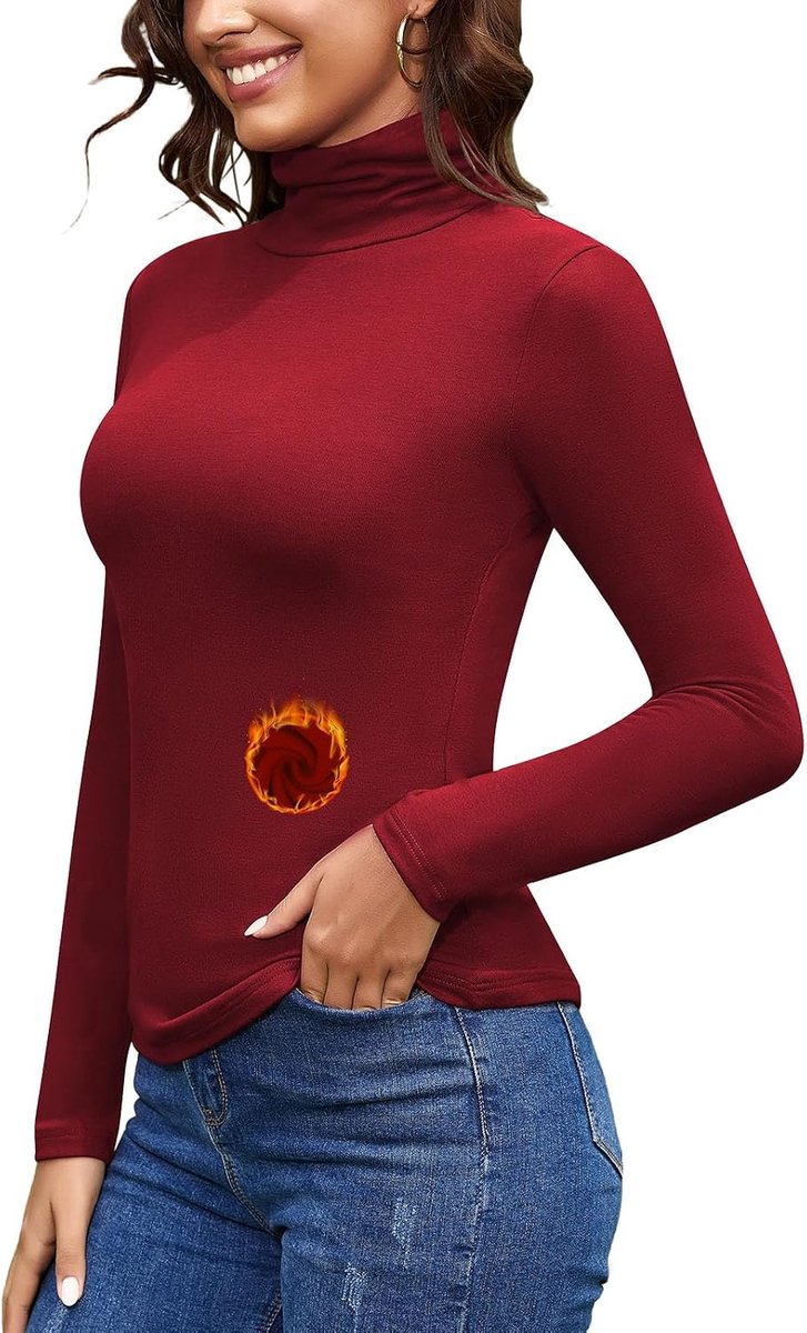 Coltrui top dames onderhemd winter lange mouwen warm thermo bovenstuk rolkraagshirt slim fit basic tops