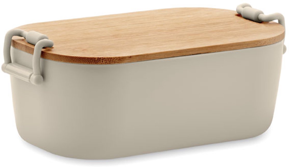 lunchbox met 2-zijdige sluiting en bamboe deksel. Inhoud 700ml Beige