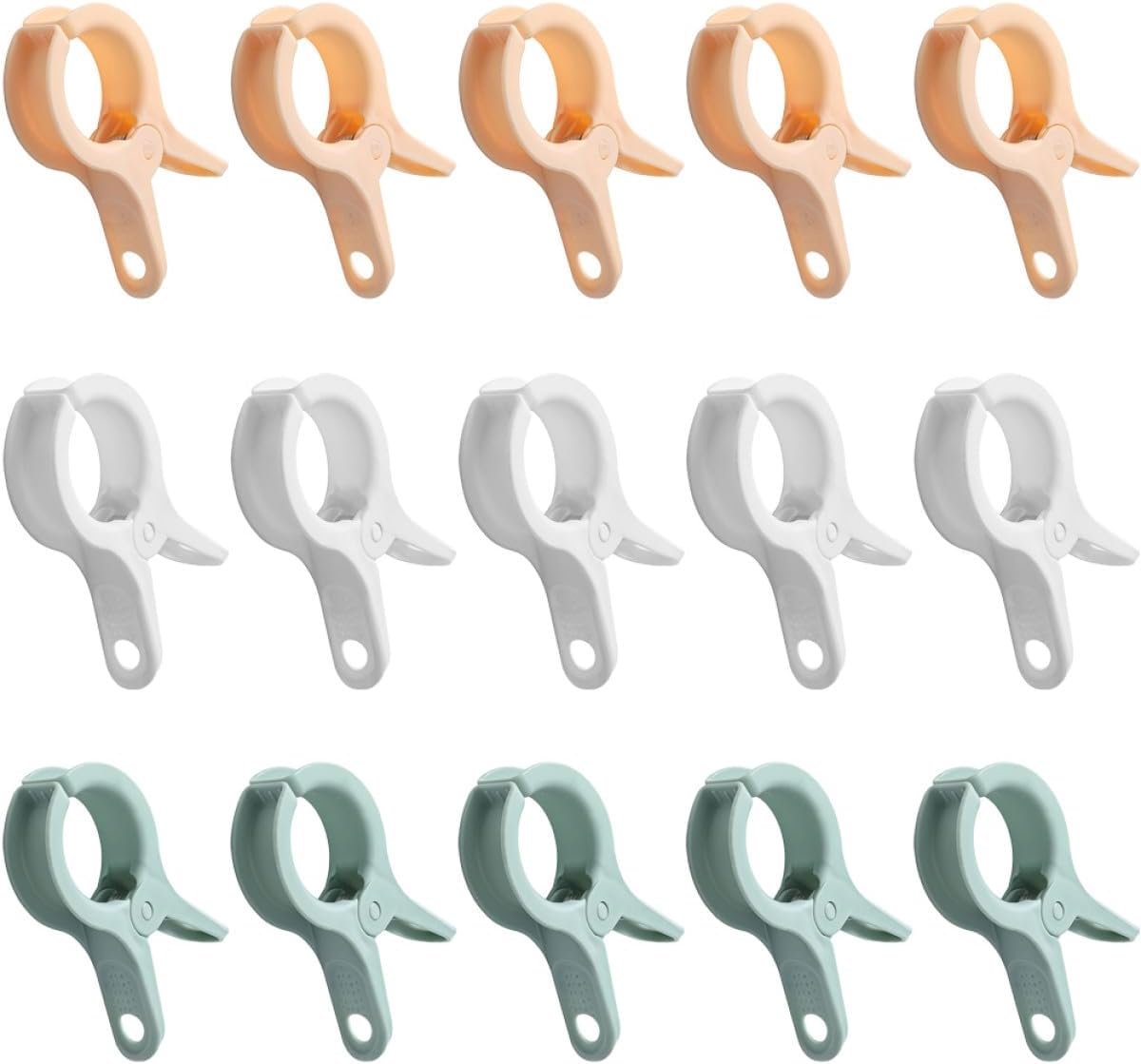 15 stuks- wasknijpers-wasknijpers kunststof -wasknijpers groot-wasknijpers plastic -Droogrek Knijpers -Knijpers-Binnen en Buiten-Strandlaken Knijpers - Badlaken Clips -Voor Handdoeken, Hoed, Jurken,Badhanddoek-Winddicht-Anti Slip-Drie kleuren