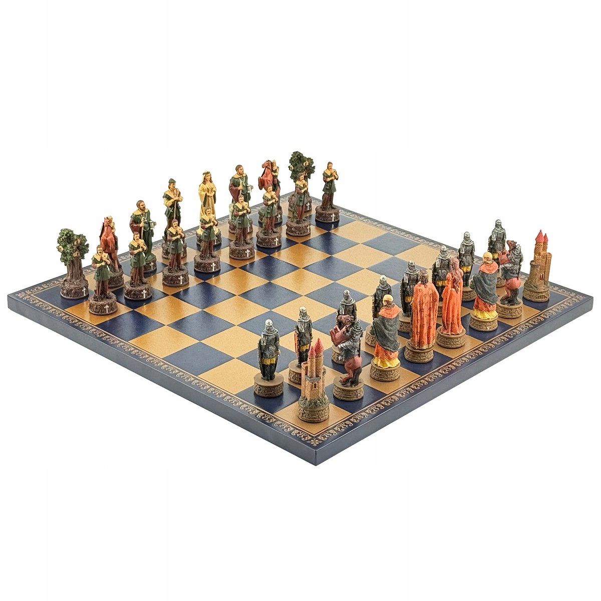 Robin Hood Polystone Schakenset met Leren Bord - Luxe Collectible