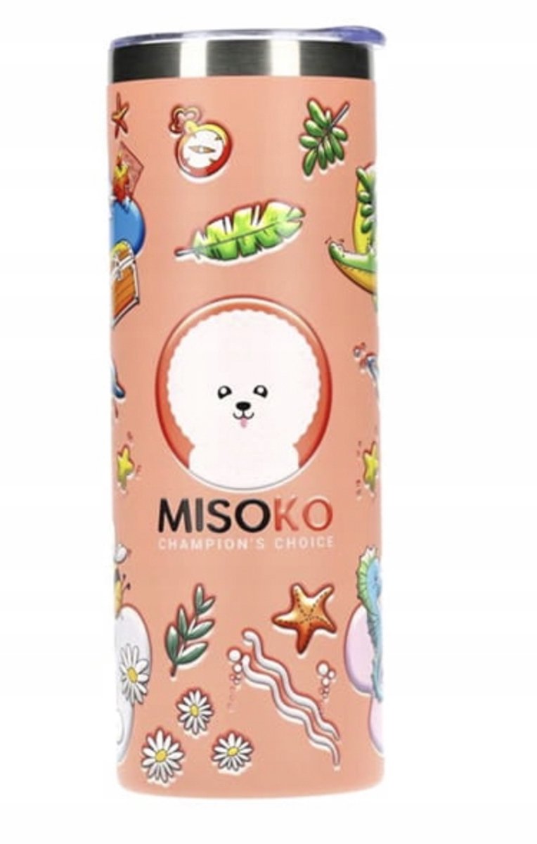 Misoko RVS Waterfles 600ml - Koraalrood