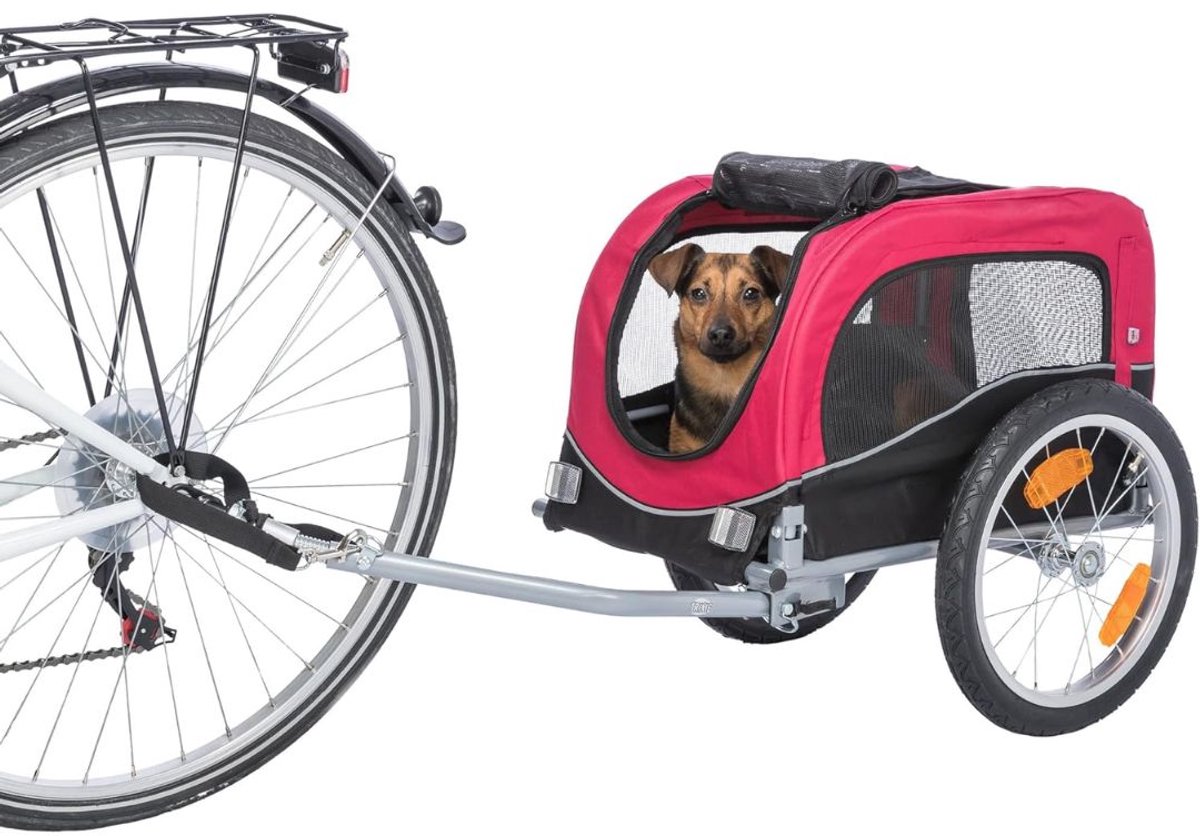 NIVA® Hondenfietskar - Universele Fietskoppeling - Opvouwbare Winkelwagen - Rood/Zwart - 118cm x 54cm x 60cm