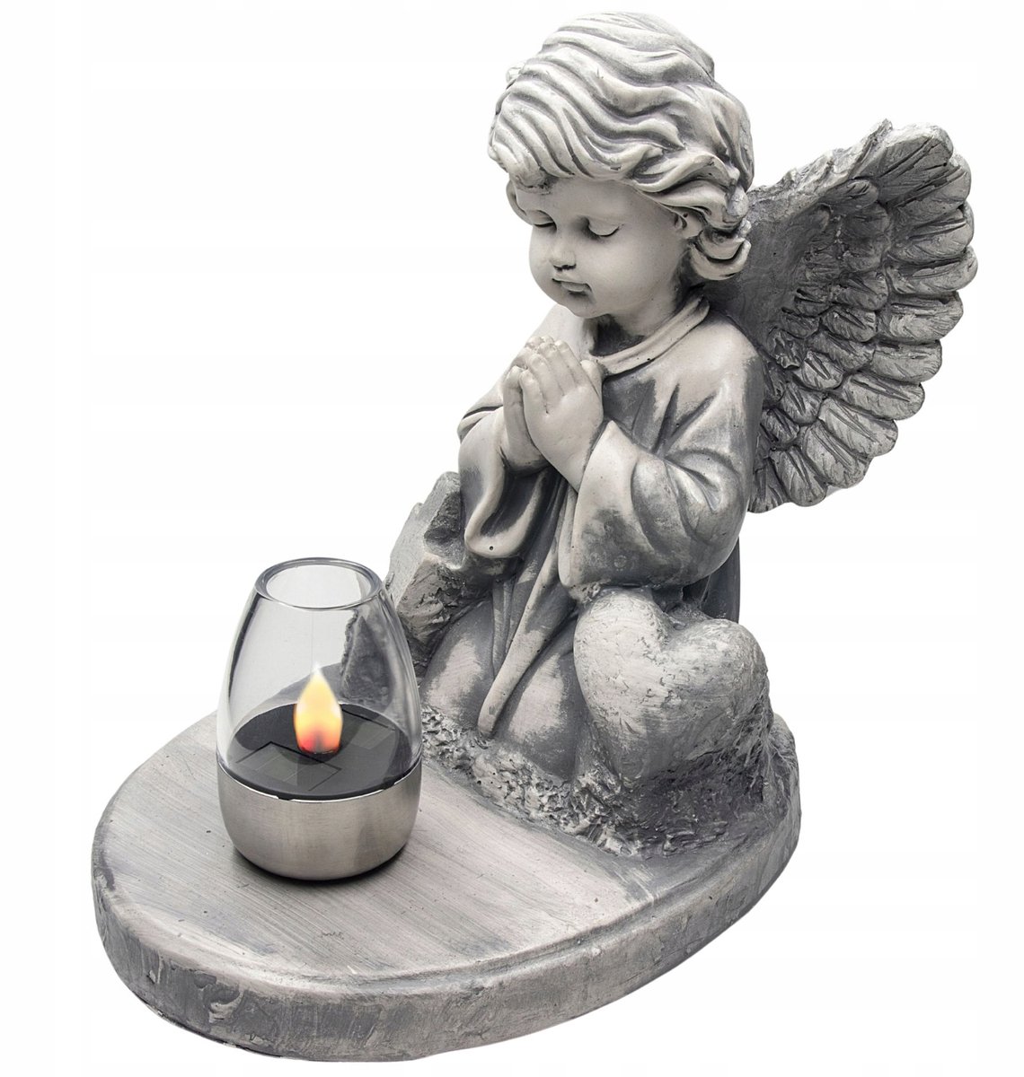 Merلوze Gipsen Engel Grafdecoratie met Zonne-LED Lamp