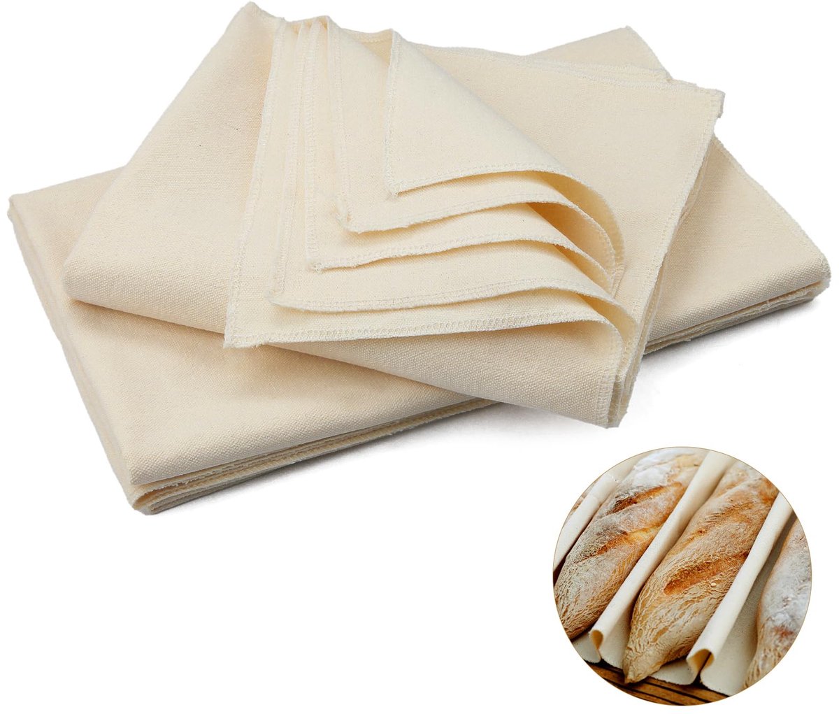 3 Stuks Leinentdoek voor Brooddeeg 48 x 36 cm Natuurlijk Katoen