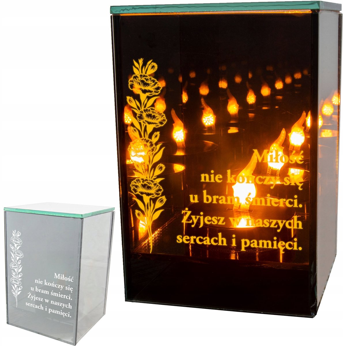 LED Graf Lampion met één eindeloos vuureffect - Elegante Graf-decoratie