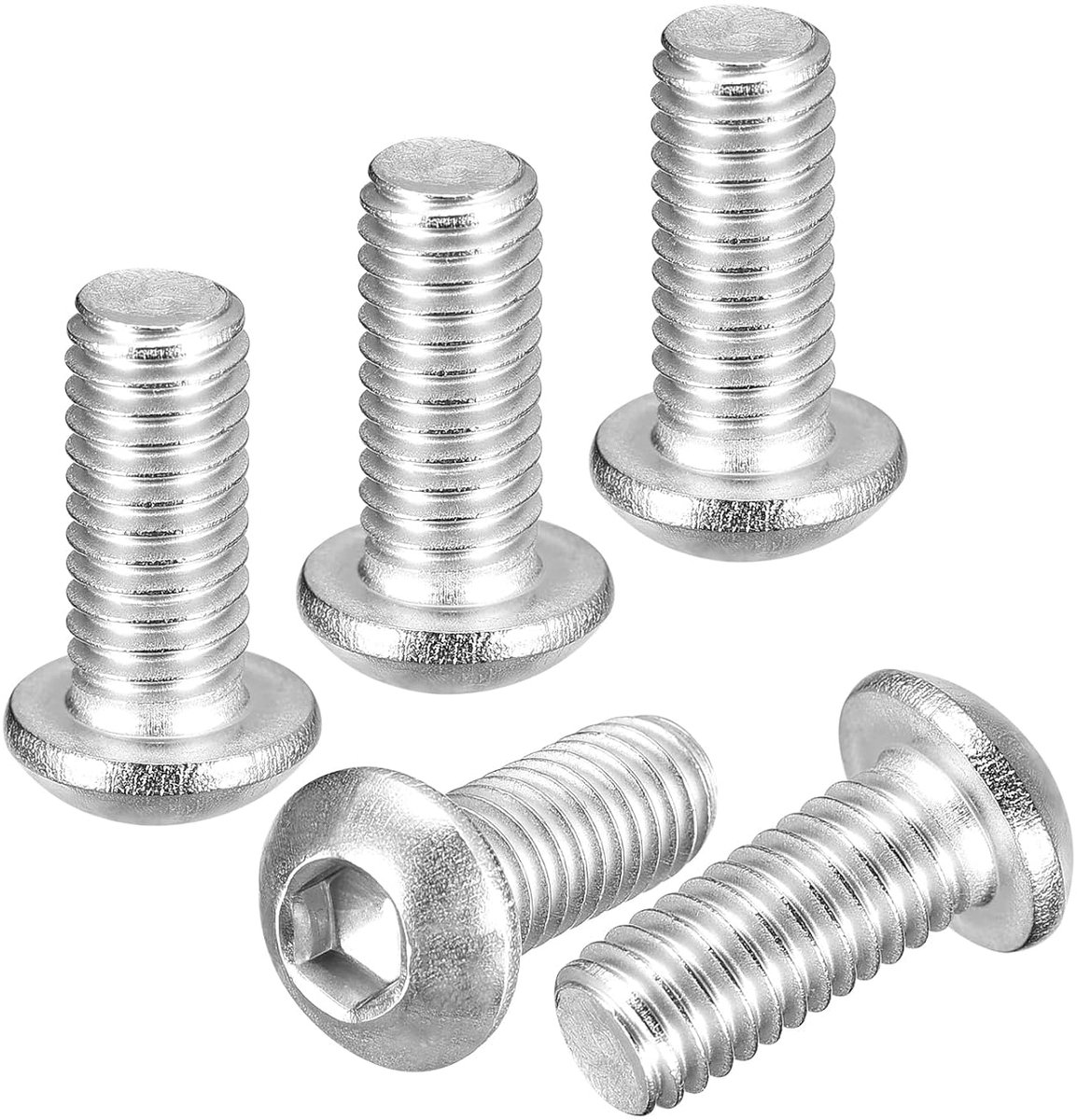 M6-1 x 14 mm lenskopschroeven met binnenzeskant, verpakking van 30 stuks, goed voor racefiets, mountainbike, auto, motorfiets, 304 roestvrij staal, wit gelakt, zeskantige aandrijfbevestigingen